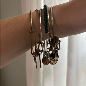 Alex and Ani - Gold and Silver Charm Bangle Set (5)